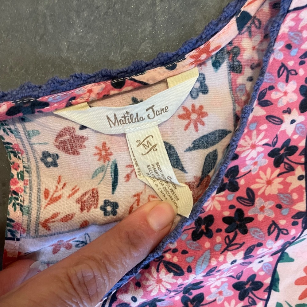 Matilda Jane Wildlife Patchwork Floral  Pink Blue Maxi Dress Flutter Sleeve Med - Picture 3 of 8